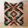 Bohemian Style Geometric Flannel Blanket – Soft, Warm, and Vibrant Aztec-Inspired Design in Orange, Red, Black, and White