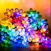 33ft 100 LED Plug In Pastel Christmas Flower String Lights Hanging Decor | Decorative Soft Crystal Petal Cherry Blossom Lamp for Easter, Valentine's
