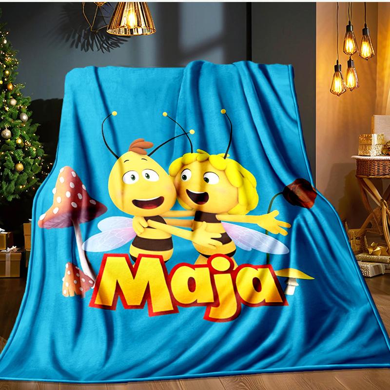 Bee Adventure Maya Blanket Flannel Throw for Sofa, Indoor, Camping, Living Room, Office, Chair, And Bed Soft Birthday Gift