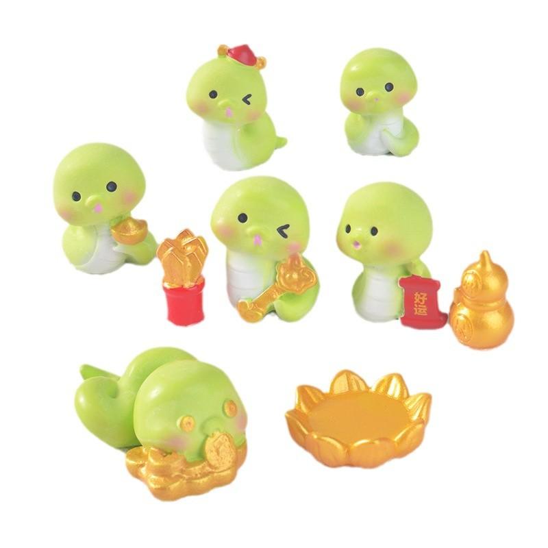 Cute Little Green Snake New Year OrnamentHome Desktop DecorationSimulation Resin Handicraft