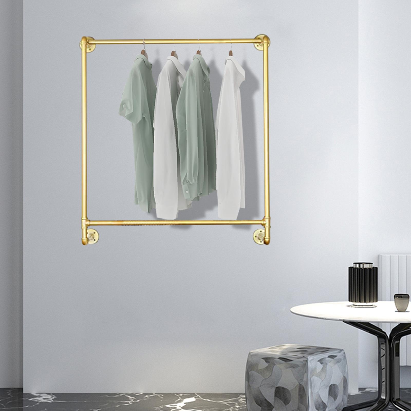 Gold Wall Mounted Garment Rack, Heavyweight Hanging Clothes Rail, Vintage Gold Coat Rack for Hallway, Metal Clothing Organizer золотой