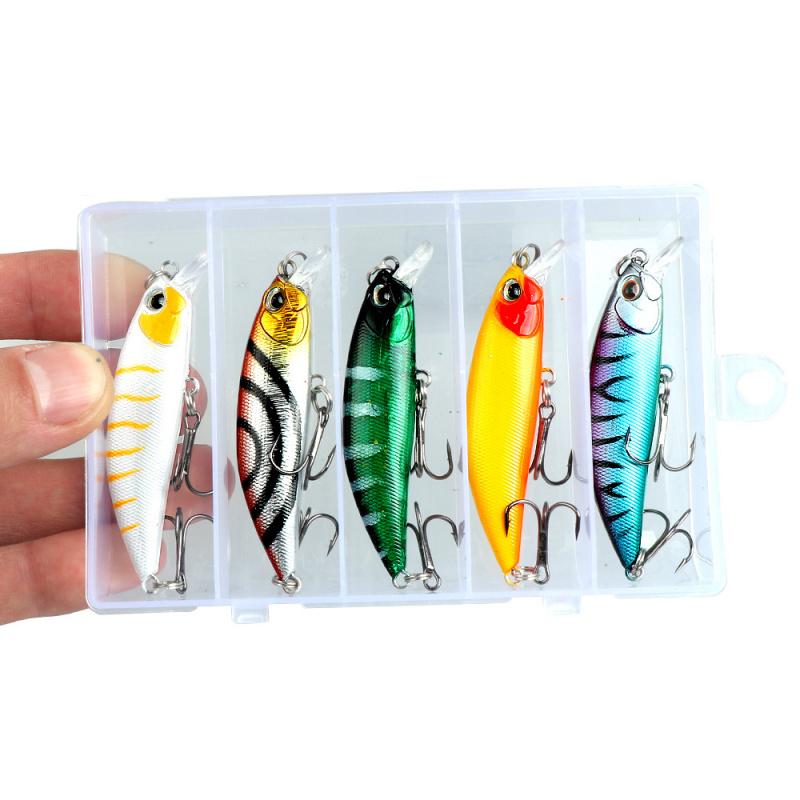 7cm8gSubmersible Minnow Lure for Long-Distance Casting5Color Boxed Bionic Bait for Bass and Perch, Freshwater and Saltwater Fish