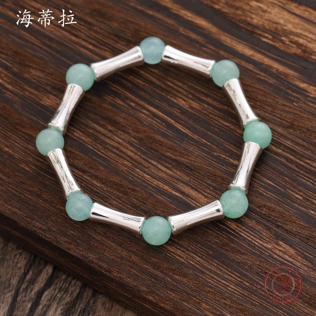 Natural Crystal Cut-face Beaded Bamboo Elastic Bracelet, High-end Men's and Women's Versatile Crystal Jewelry