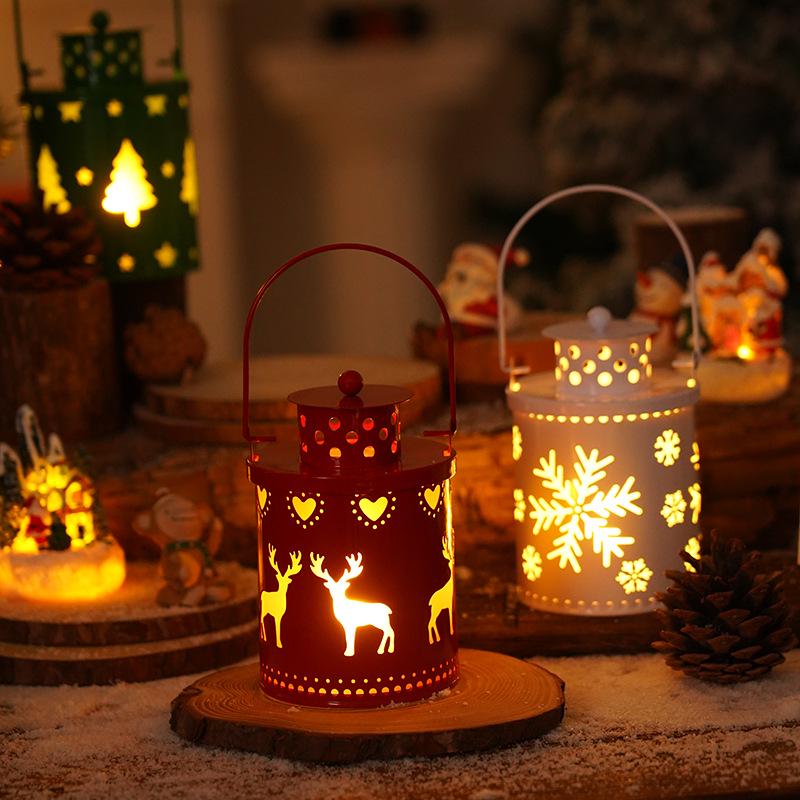 Nordic Style Christmas Lantern with Electronic Candle - Creative Festival Decoration Ornaments