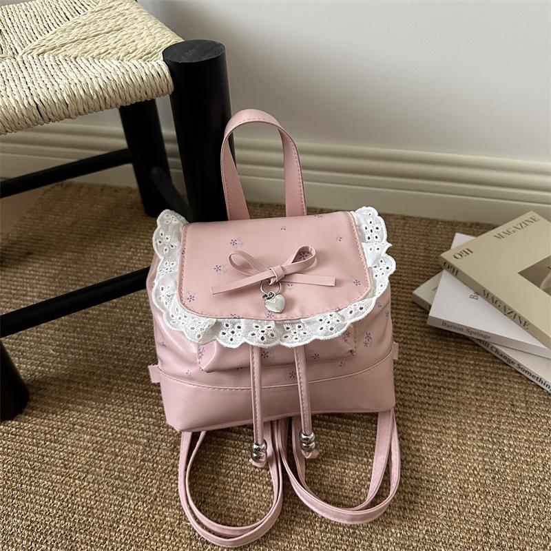 Schoolbag cute sweet lace girl backpack 1011 new versatile Korean floral bow small backpack