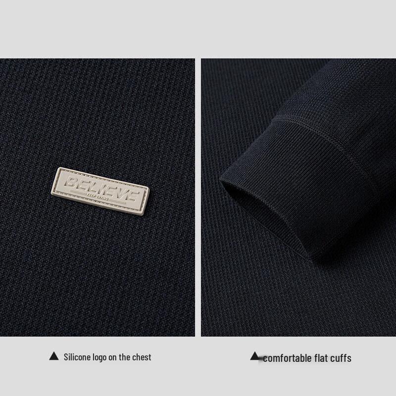 HLA Men's Warm Fleece-Lined Jacquard Crew Neck Sweater