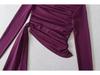 Spicy Girl Off-Shoulder Pleated Mesh Long-Sleeve Slim Fit Top for Women