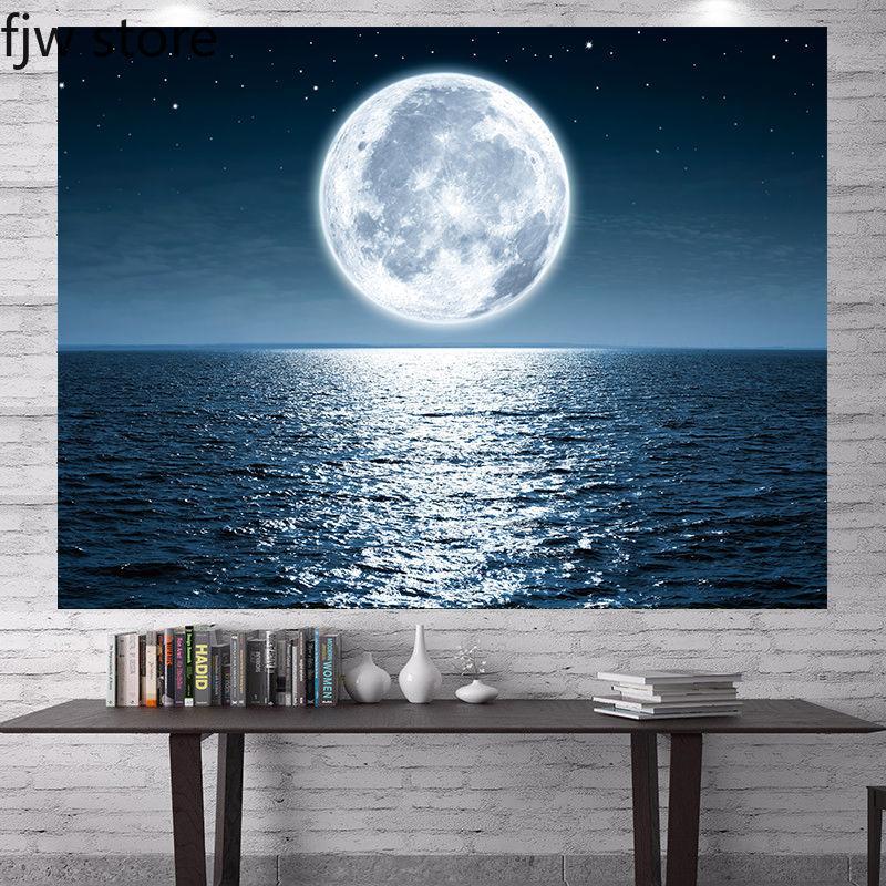 Starry Sky Moon Landscape Tapestry Room Aesthetic  Wall Hanging Art Background Cloth Bedroom Dormitory Home Decoration