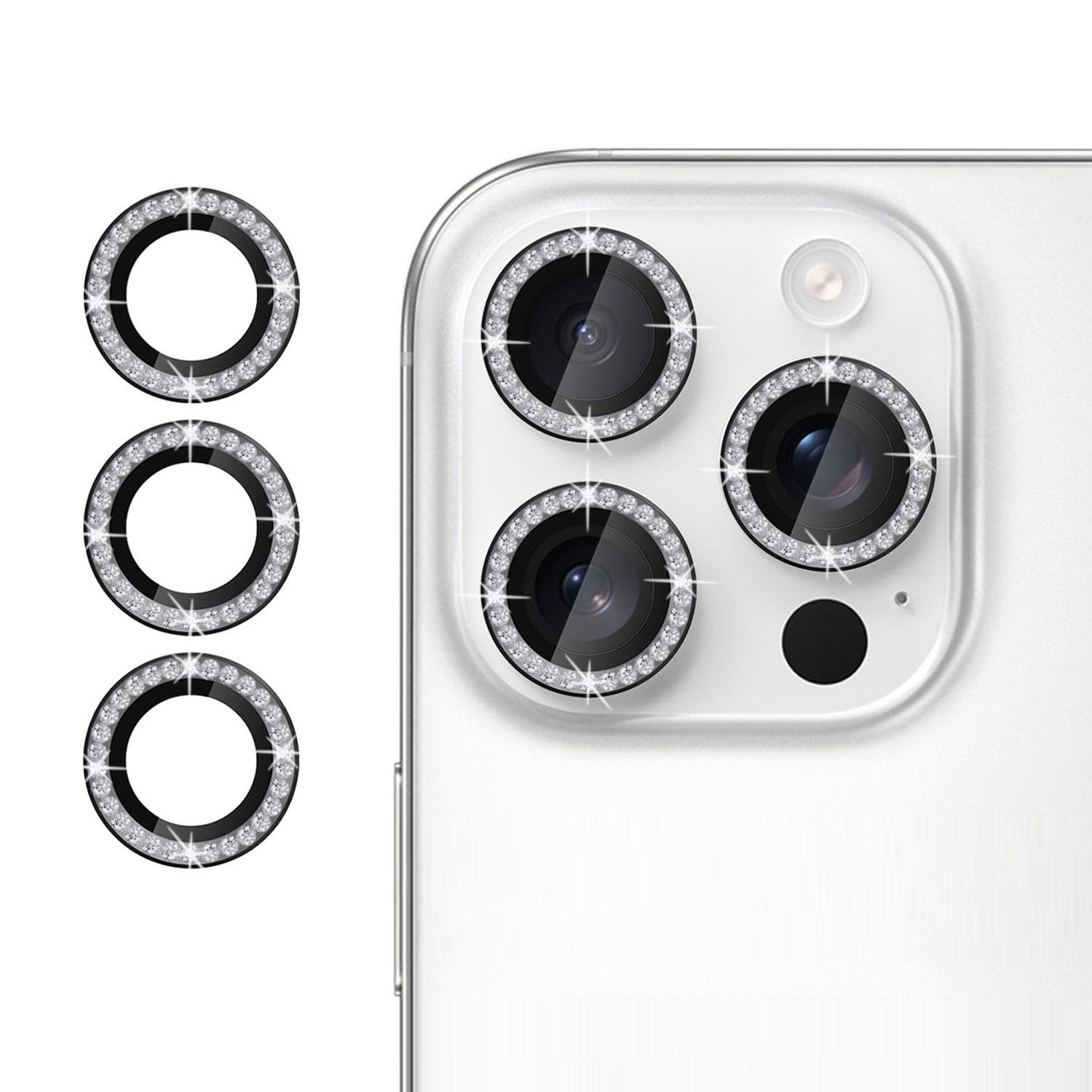 

Для iPhone 15 Pro Max/15 Pro Защита объектива камеры Дизайн в виде бриллиантового кольца Защитная пленка для объектива из закаленного стекла Black