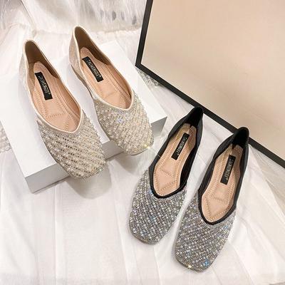 Damen Flache Schuhe Frühling Sommer Mädchen Designer Runde Zehen Kristall Perle Freizeitschuhe Mode Slip-on Loafers 33-43