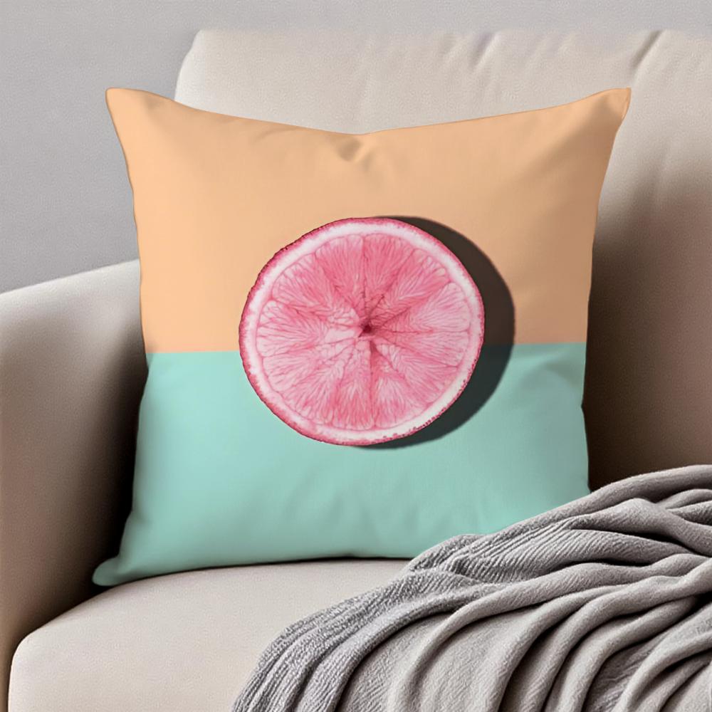 Fresh Tropical Plant Fruits Pattern Art Cushion Cover Pillowcase Antidustmite Invisible Zipper Short Plush Sofa Cushion