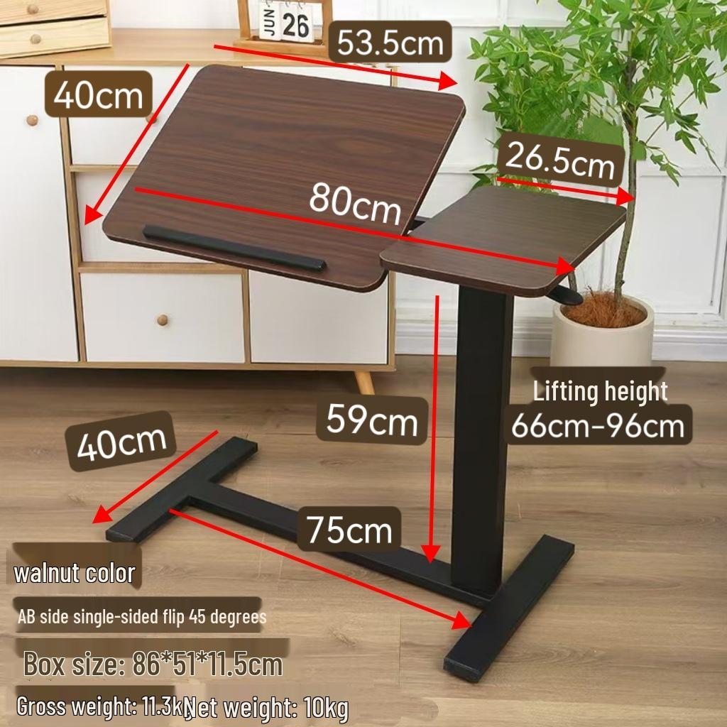 Adjustable Double-Sided Folding Bedside Table with Pneumatic Lift for Sofa or Office Use