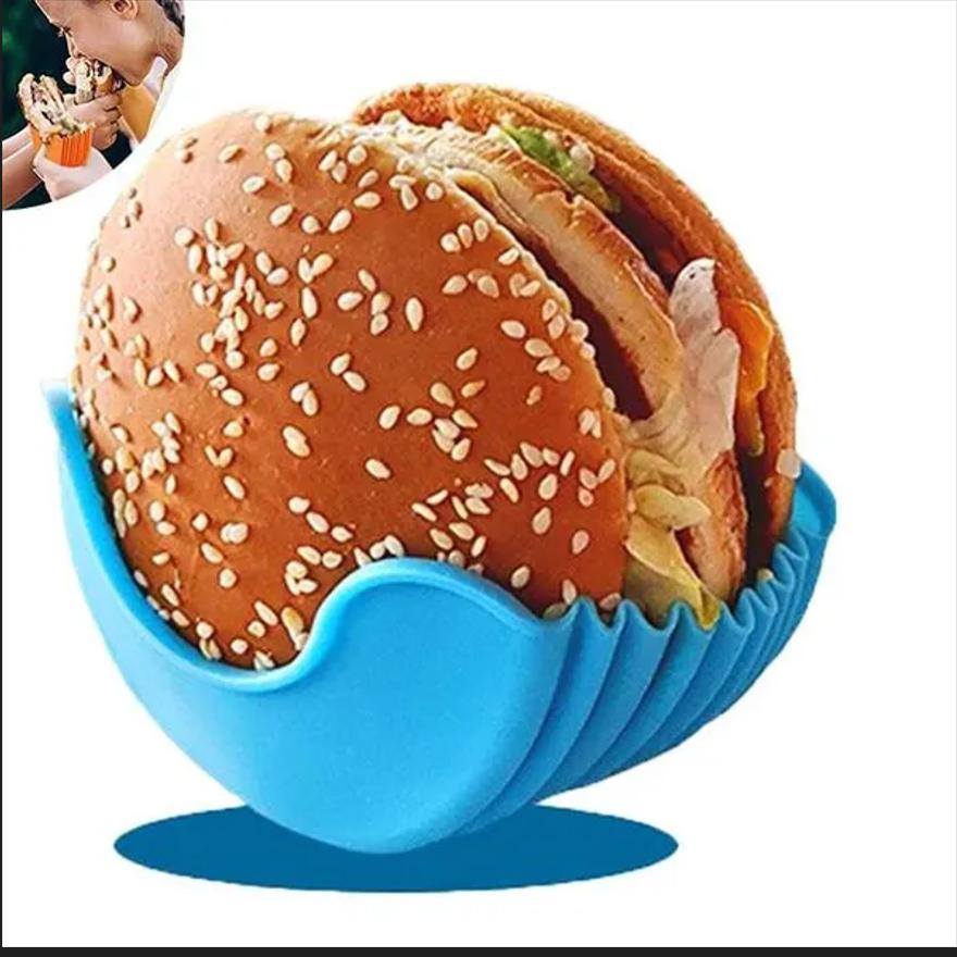 

1 шт. Выдвижные многоразовые держатели для гамбургеров, сэндвичей, бургеров, фиксированная стойка с зажимами для коробок, регулируемые силиконовые контейнеры-коробки для еды.