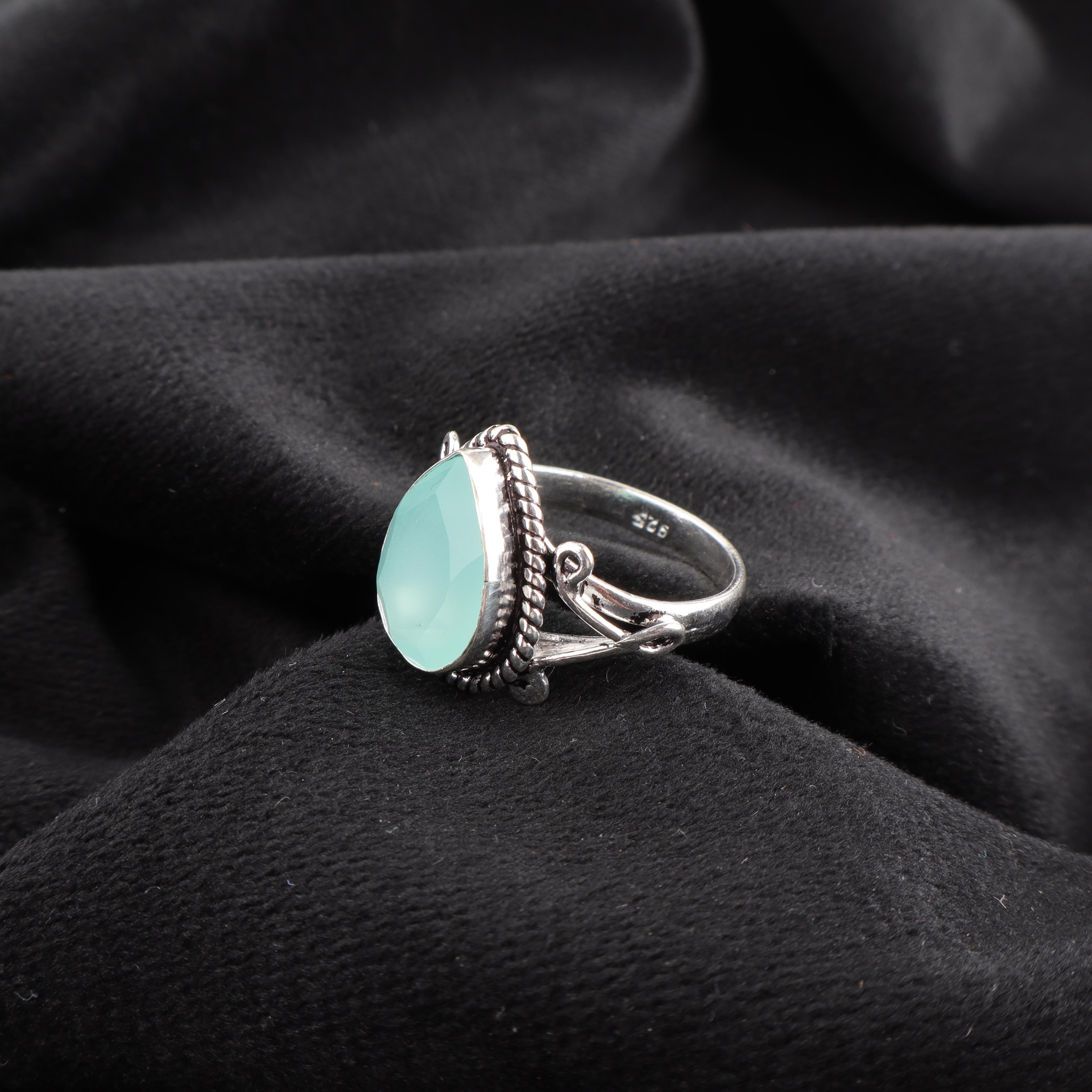 

Кольцо с аквахалцедоном, Ювелирные изделия из стерлингового серебра 925 пробы, Кольцо с драгоценным камнем, Подарок для нее, Изысканные украшения ручной работы 12 синий