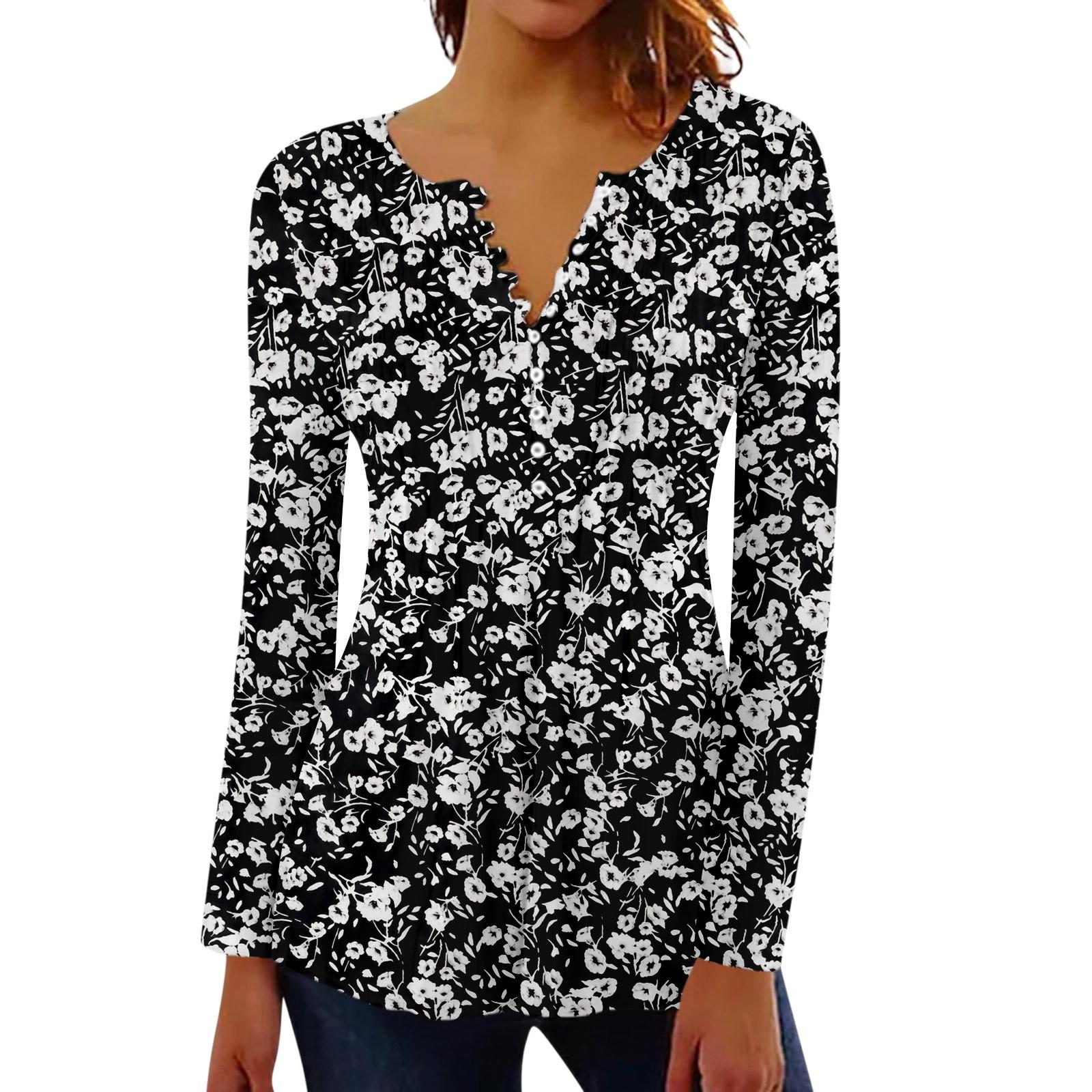 

Женский плиссированный топ на пуговицах с ретро цветочным принтом M чёрный