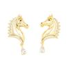 European and American niche high-end gold inlaid stone horsehead earrings personality high-end sense zodiac animal stud earrings silver needle earring