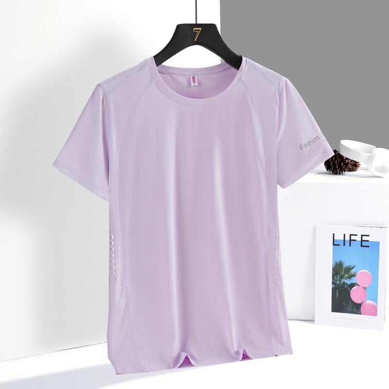 Women's Quick-Dry Ice Silk T-Shirt, Lightweight & Breathable, Casual Round Neck Short Sleeve