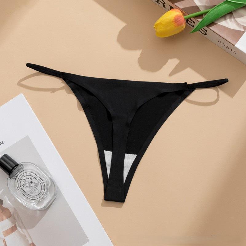 Seamless Ice Silk T-back Panties: Sexy, Thin Strap, Plus Size Women's Underwear
