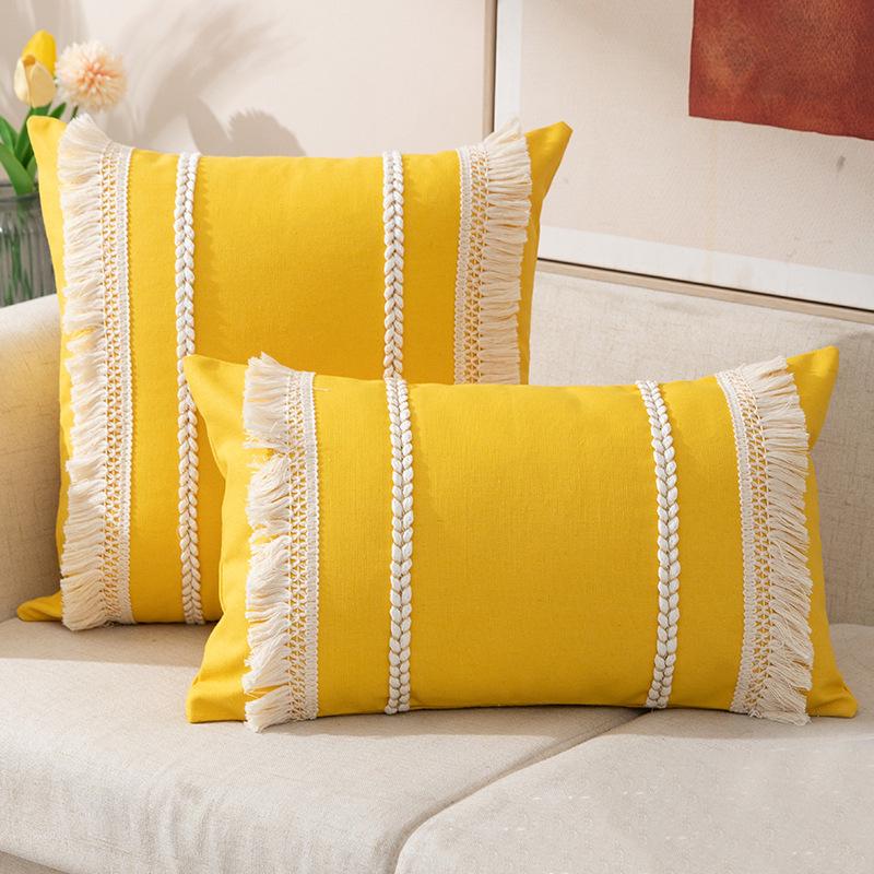 Bohemian Tassel Pillowcase Sofa Waist Support Cushion (Core Not Included)