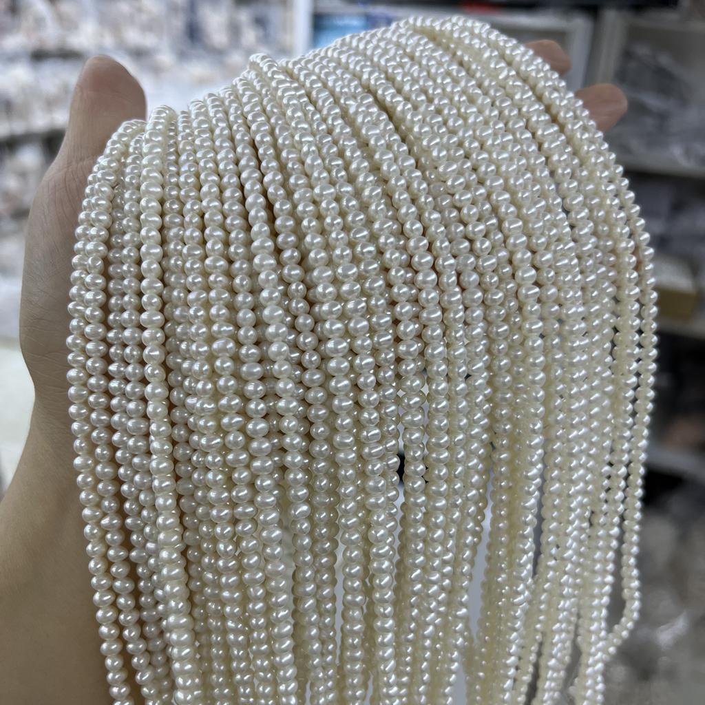 1String, White Natural Freshwater Pearls Beads for Jewelry Making DIY Crafts (Beads 3mm, Length 36cm)