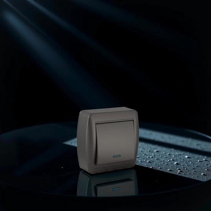 Interrupteur Va Et Vient Voyant Lumineux Saillie - Noir Graphite - Solera