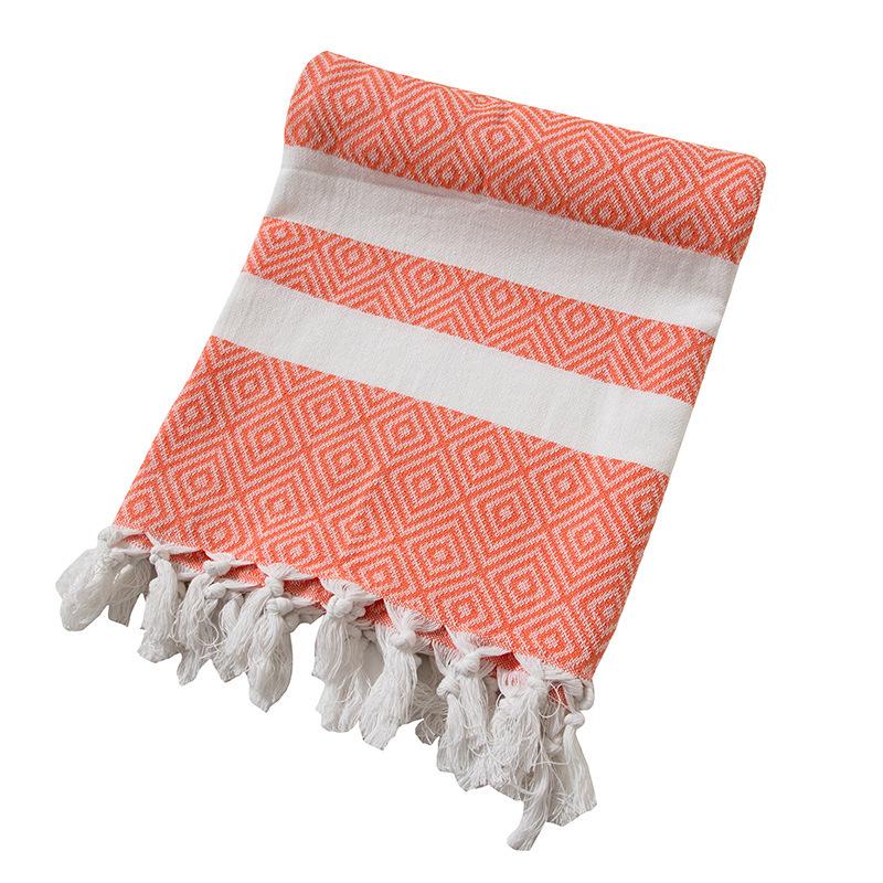 100% Cotton Striped Tassel Beach Towel - 30 Color Options