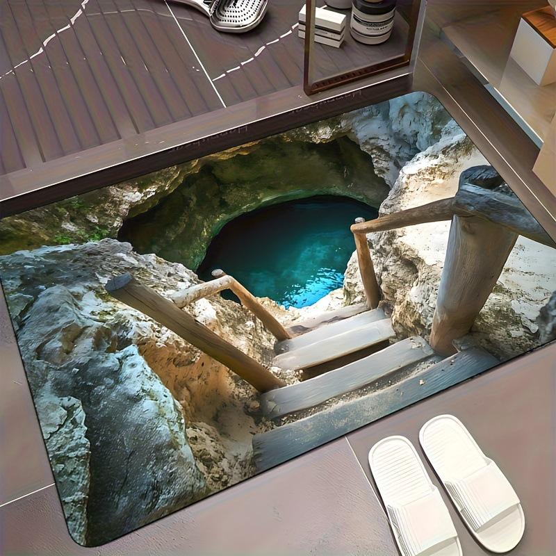 3D Illusion Dirt-Resistant Floor Mat: Absorbent & Durable Entrance/Bathroom Mat