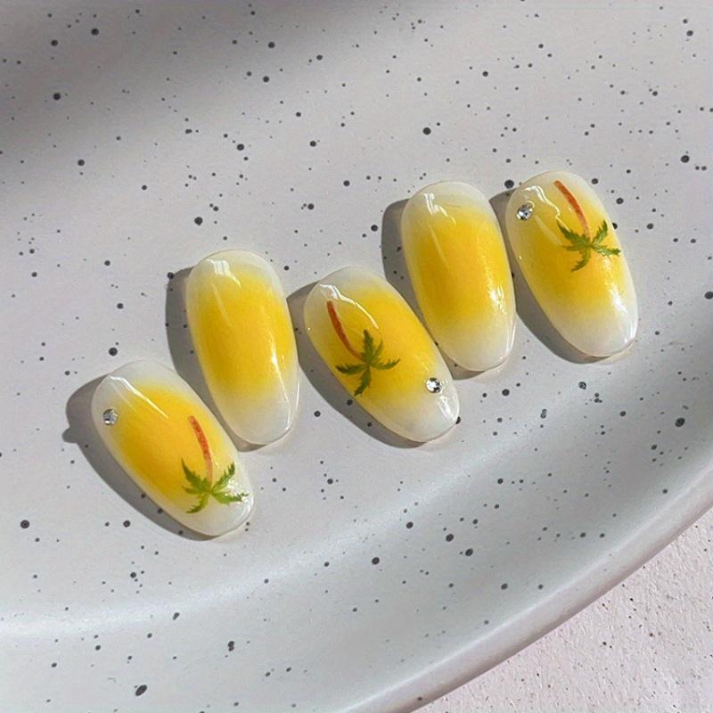 Tropical Beach Vacation Nail Art Stickers - Sparkling Coconut Trees & Seagulls, Reusable Plastic Decals for Manicures, Self-Adhesive Nail Art Decals