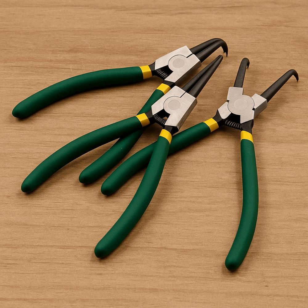 4pcs/set Sturdy Circlip Plier Set Carbon Steel Straight Bent Pliers  Home Maintain