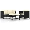 VidaXL Garden Sofas 4 Pcs with Cushions Black Wicker