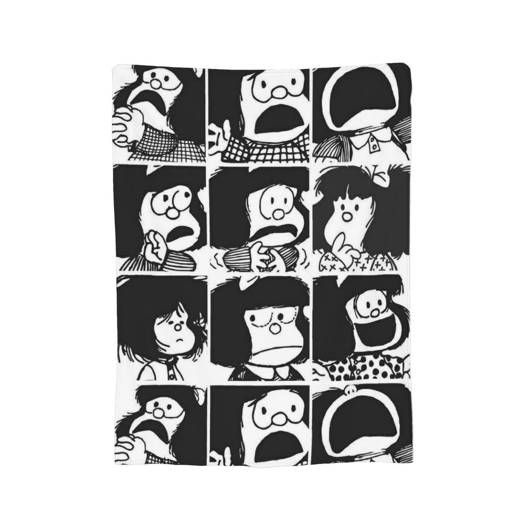 Mafaldas  Collage Flannel Blanket Cute Kawaii Fashion Throw Blanket for Bed Sofa Couch 150*125cm Bedspreads,