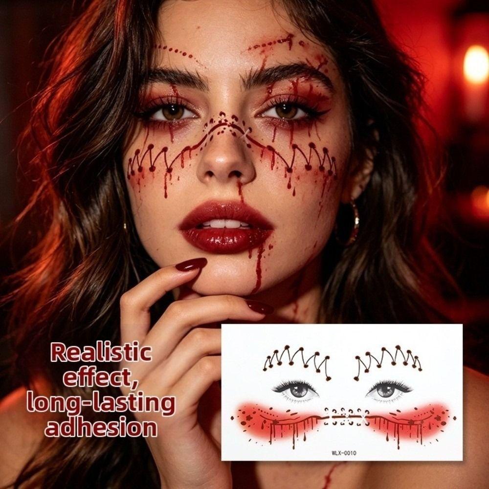 Spider Web Halloween Face Temporary Tattoo Waterproof Body Art Scar Stickers Halloween Party Gift