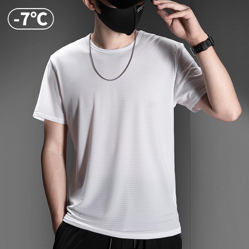 Men's Quick-Dry Ice Silk Mesh T-shirt - Breathable, Lightweight, Short Sleeve for Summer Sports