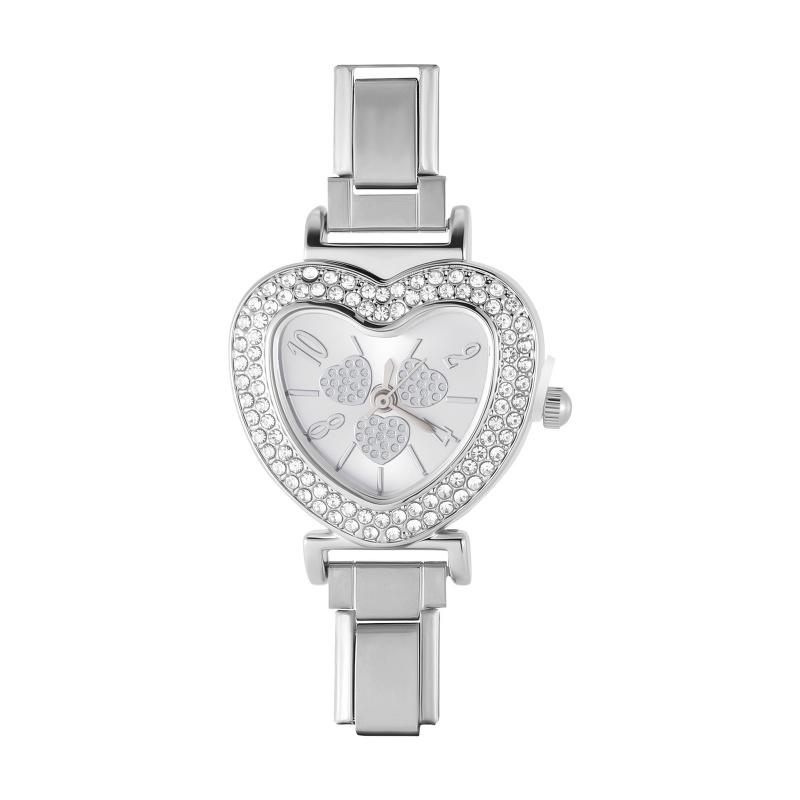 High Quality Fashion DIY 9MM Width Italian Elastic Charm Stainless Heart Shape Watch Bracelet Bangle for Friend Birthday Jewelry