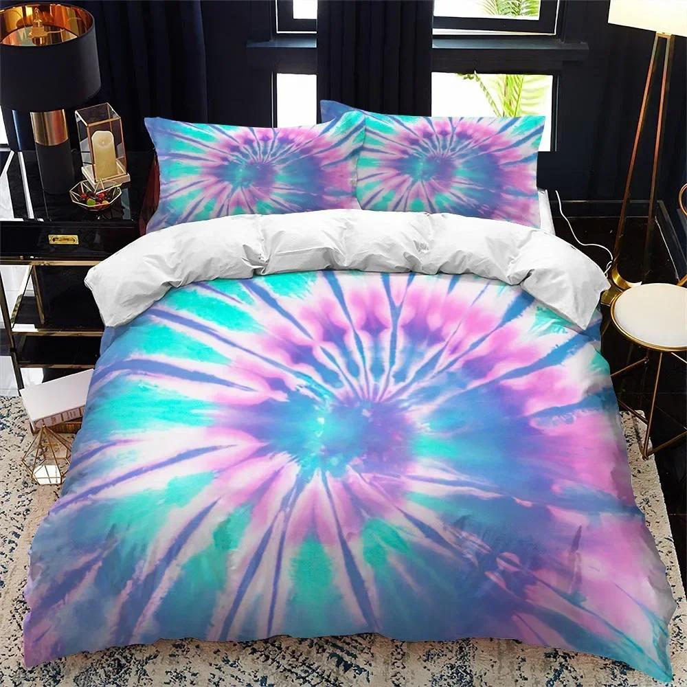 Color tie dyeing Comfortable Duvet Quilt Cover Pillowcase Bedding Set Children Bedroom Decoration Home Textile