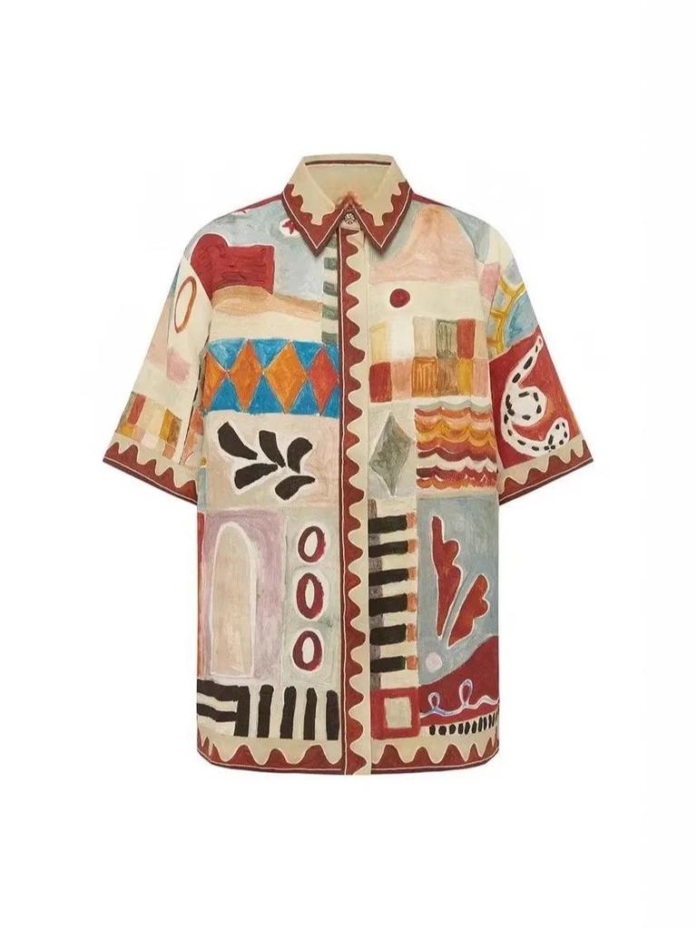 2025 Fashionable Linen Short Sleeve Casual Loose Set