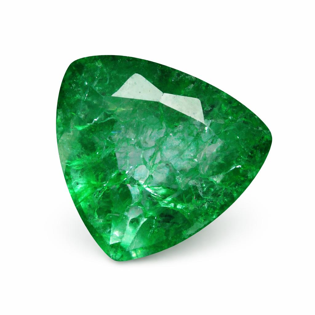 Natural Green Emerald Loose Gemstone 7 Ct Colombian Trillion Cut for Jewelry Making and Crafts