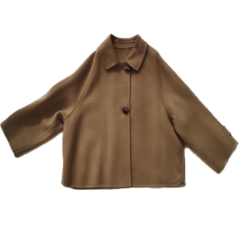 Cappotto Corto da Donna in Lana Double-Face - Elegante e Vestibilità Larga per Autunno/Inverno 2025