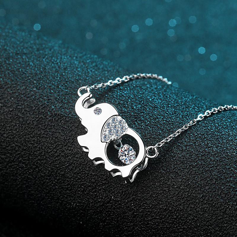 Sterling Elefanten Anhänger Halskette Mit Moissanit Stein Zarte Kette Damen Tier Schmuck Geschenk