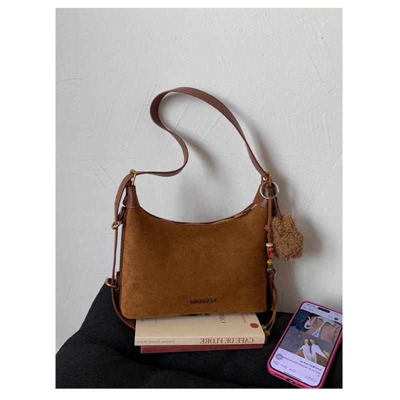 New Retro Commuter Large Capacity Matte Texture Shoulder Bag Suede Leather Commuter Tote Bag Underarm Bag