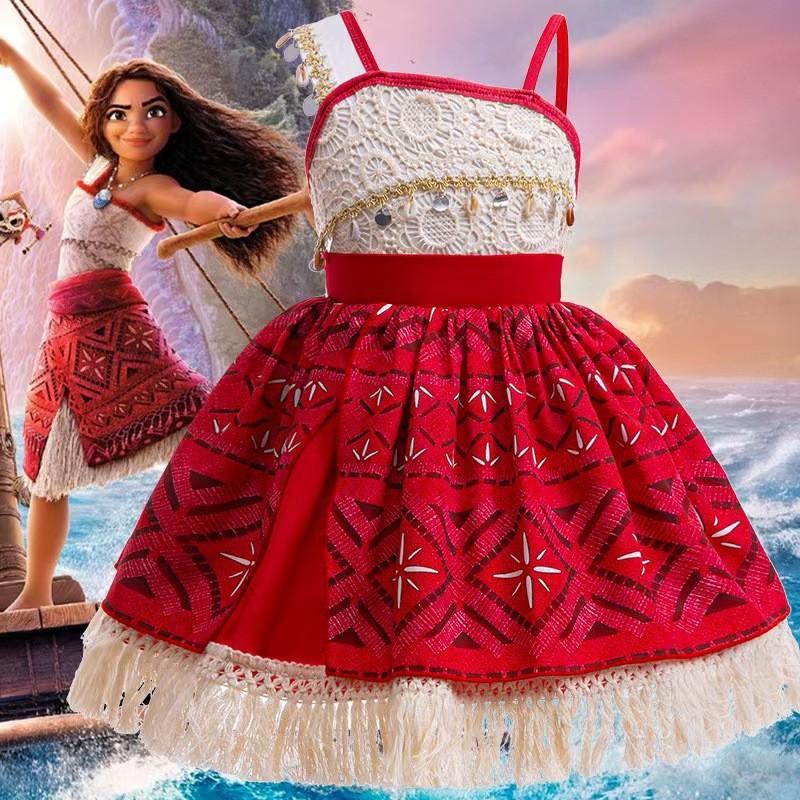 Moana Cosplay Dress For Girls With Fluorescent Fabric Kids Princess Costume For Birthday Gift