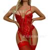 European and American erotic underwear new lace sexy pajamas transparent wear one-piece erotic pajamas wholesale