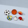Sports Style Metal Accessories: Football, Basketball, Badminton, Volleyball Badges for Men and Women