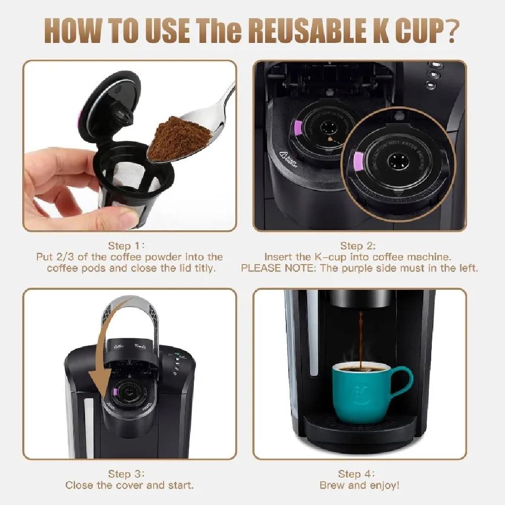 Reusable K-cup with food grade stainless steel mesh - coffee filter with silicone O-ring - reusable coffee box for dishwasher