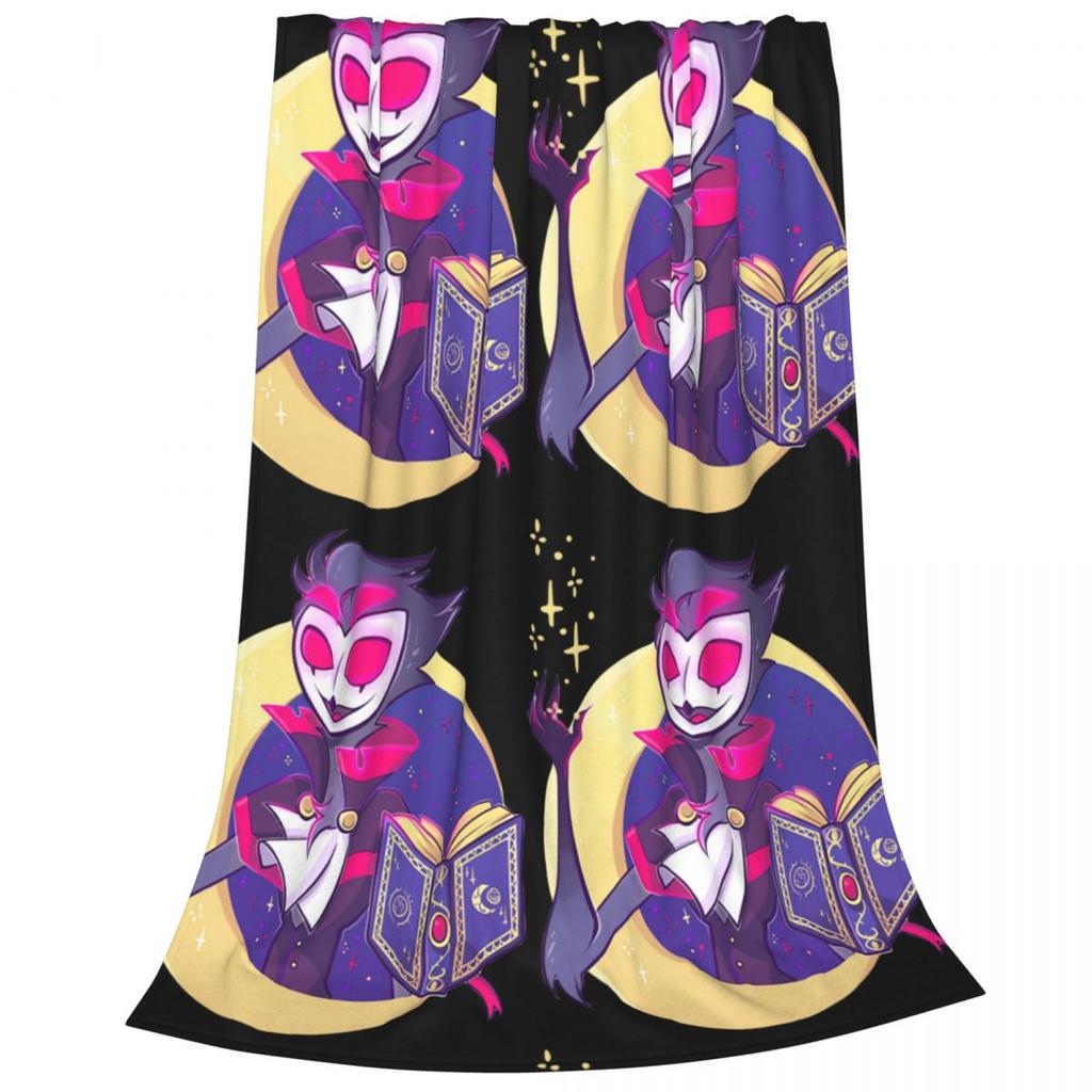 Shy Loona Flannel Throw Blankets Helluva Anime Blanket for Home Bedroom Soft Bedspread