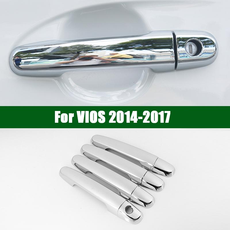 

ДЛЯ 2014-2017 TOYOTA VIOS хромированная серебристая накладка на ручку двери автомобиля 2015