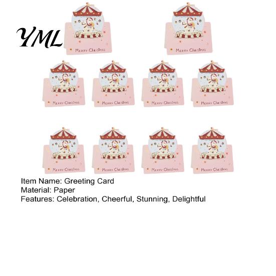 Display Cards 10 Pcs 3D Christmas Greeting Card, Cute Tree Santa Snowman Handwritten Holiday Notes Wreath Design for Festive Messages, Wishes Claus