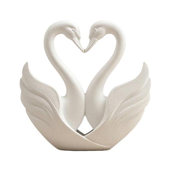 3D Printed Swan Heart Statue Romantic Couple s Love Figurine