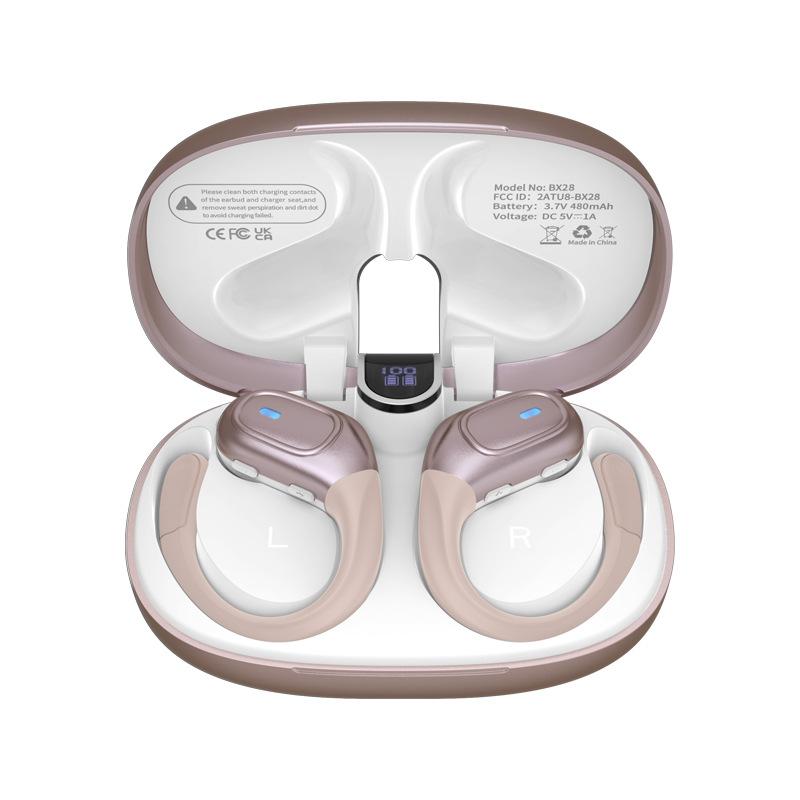 

New sports fitness anti-sweat long battery life ear-hanging wireless headset bluetooth headset BX-28-JL рожевий колір золота