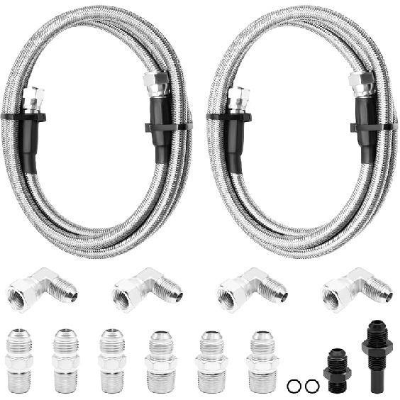 15FT AN6 Automatic Transmission Cooler Line Kit For 4L60E 4L65E - Black Nylon Braided Fuel Line Oil/Gas/Fuel Hose Kit